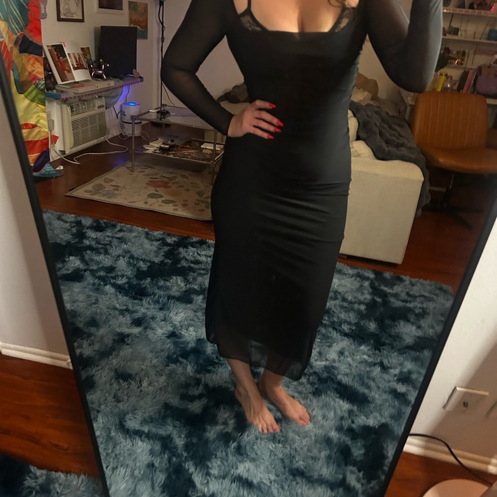 House of cb Black Long Sleeve Dress